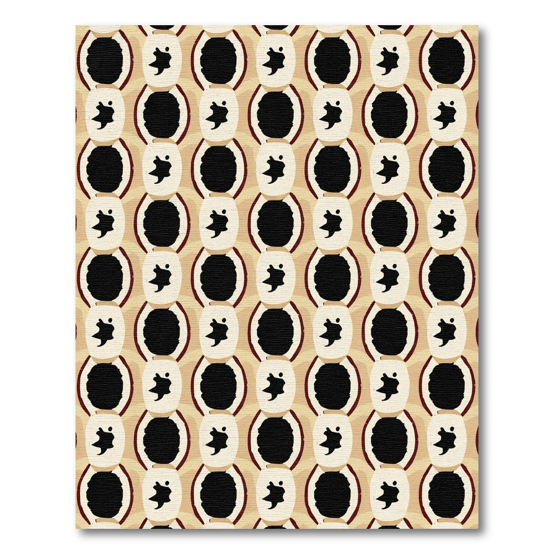 Abstract Beige Ovals Black Figures Rug