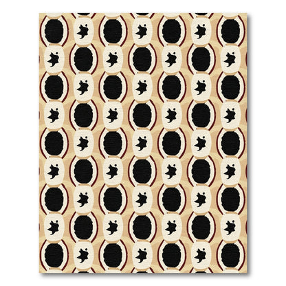 Abstract Beige Ovals Black Figures Rug