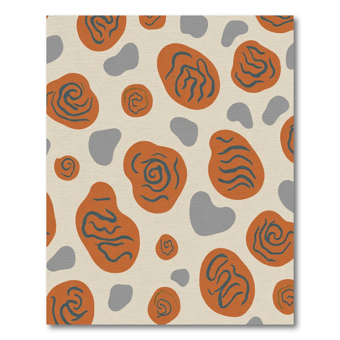 Abstract Terracotta Swirl Organic Shapes Rug