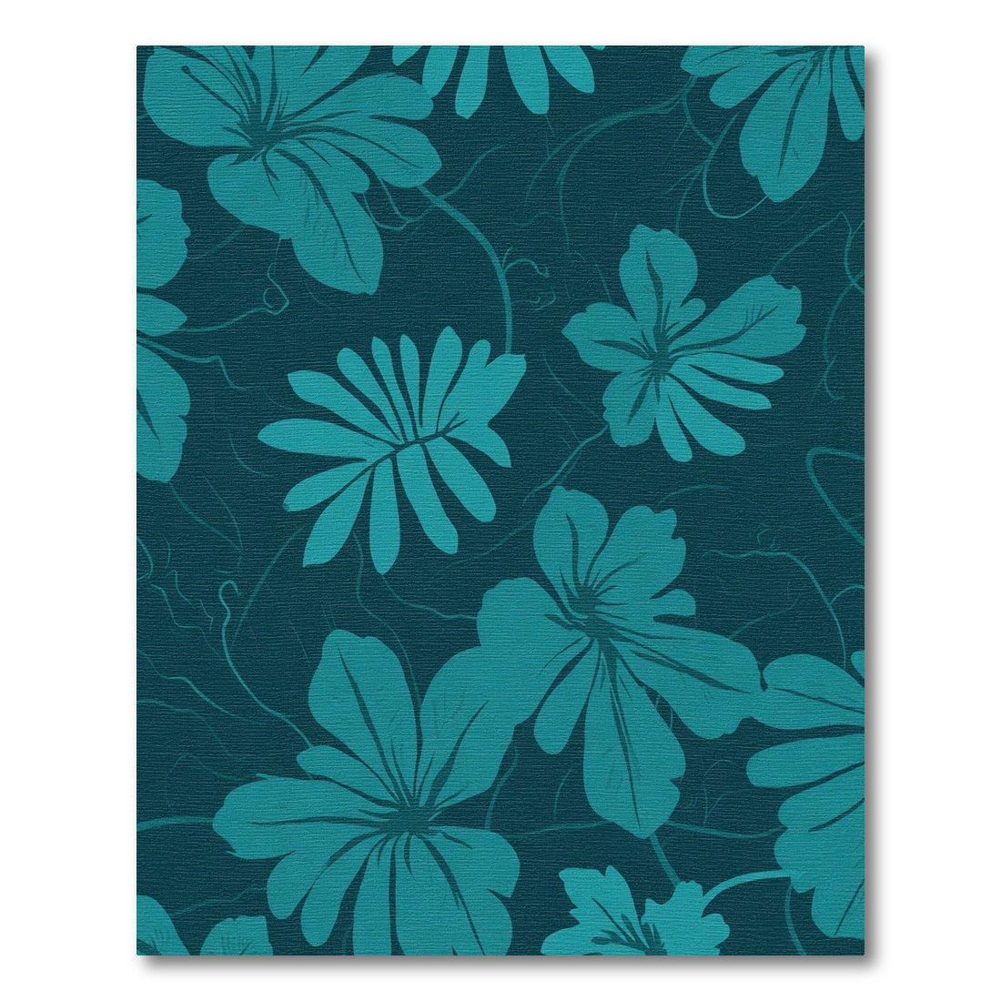 Teal Tropical Floral Vine Rug