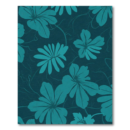 Teal Tropical Floral Vine Rug