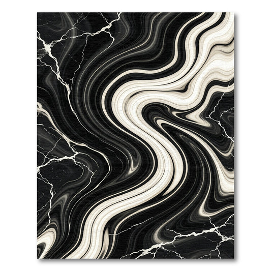 Monochrome Marble Abstract Liquid Swirl Rug