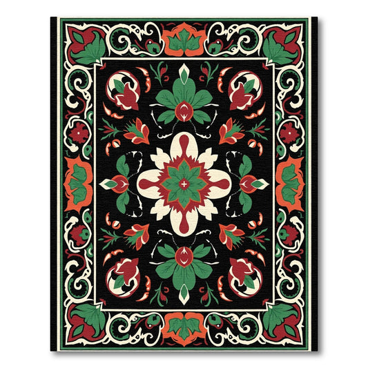 Bold Floral And Leaf Border Rug