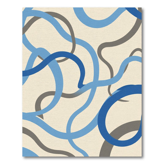 Curving Blue Gray Ribbon Flow Rug