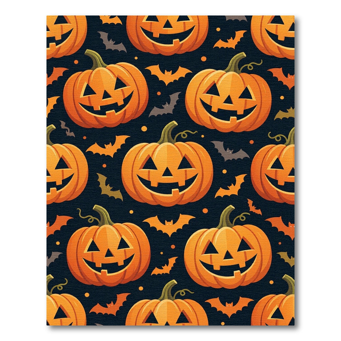 Spooky Orange Pumpkin Flying Bat Halloween Rug