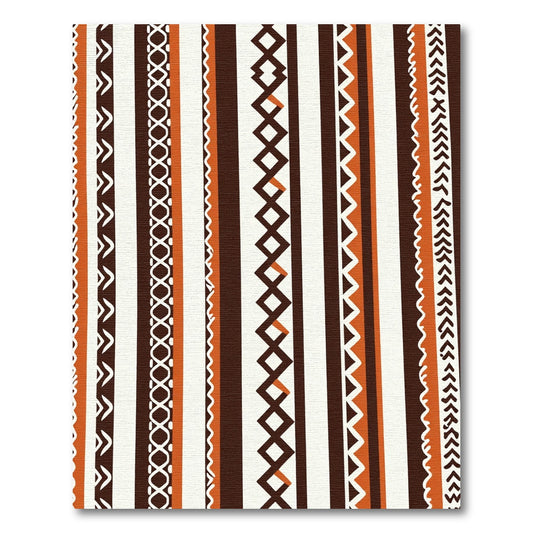 Striped Earthy Orange Tribal Geometric Rug
