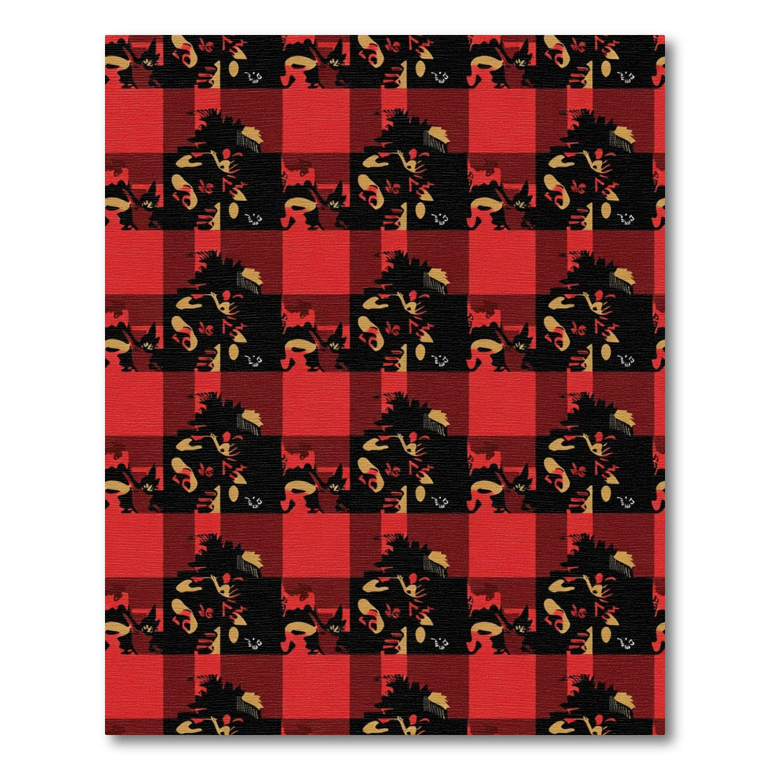Red Black Plaid Abstract Animals Rug