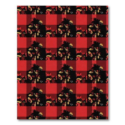 Red Black Plaid Abstract Animals Rug