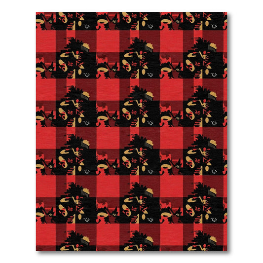 Red Black Plaid Abstract Animals Rug