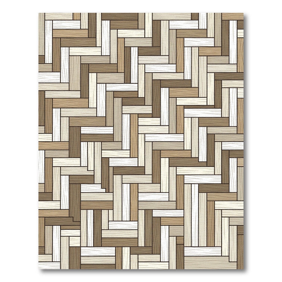 Neutral Tones Herringbone Parallel Wood Plank Rug