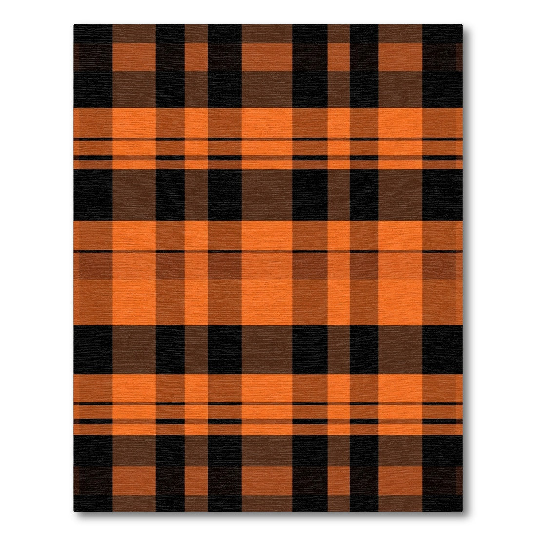 Rustic Orange Black Plaid Checkered Rug