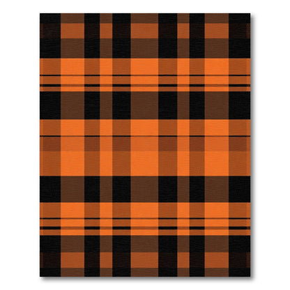 Rustic Orange Black Plaid Checkered Rug