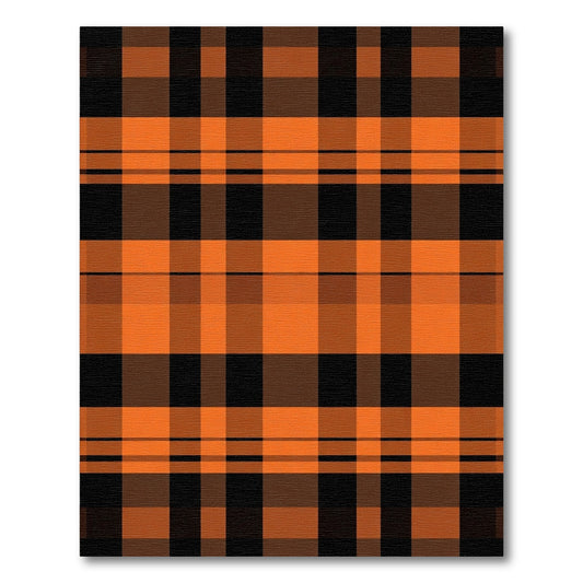 Rustic Orange Black Plaid Checkered Rug