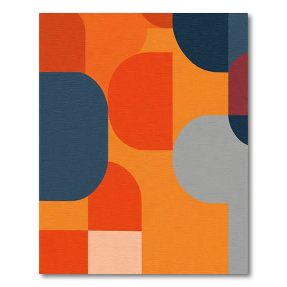 Bold Orange Blue Geometric Abstract Rug