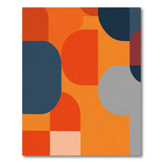 Bold Orange Blue Geometric Abstract Rug