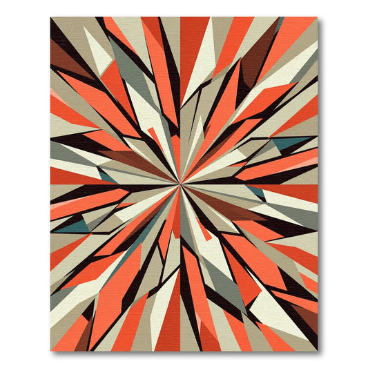 Explosive Coral Geometric Radiating Rug