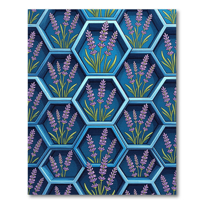 Lavender Hexagon Blue Floral Geometric Rug
