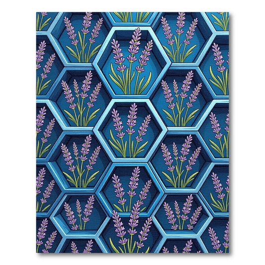 Lavender Hexagon Blue Floral Geometric Rug