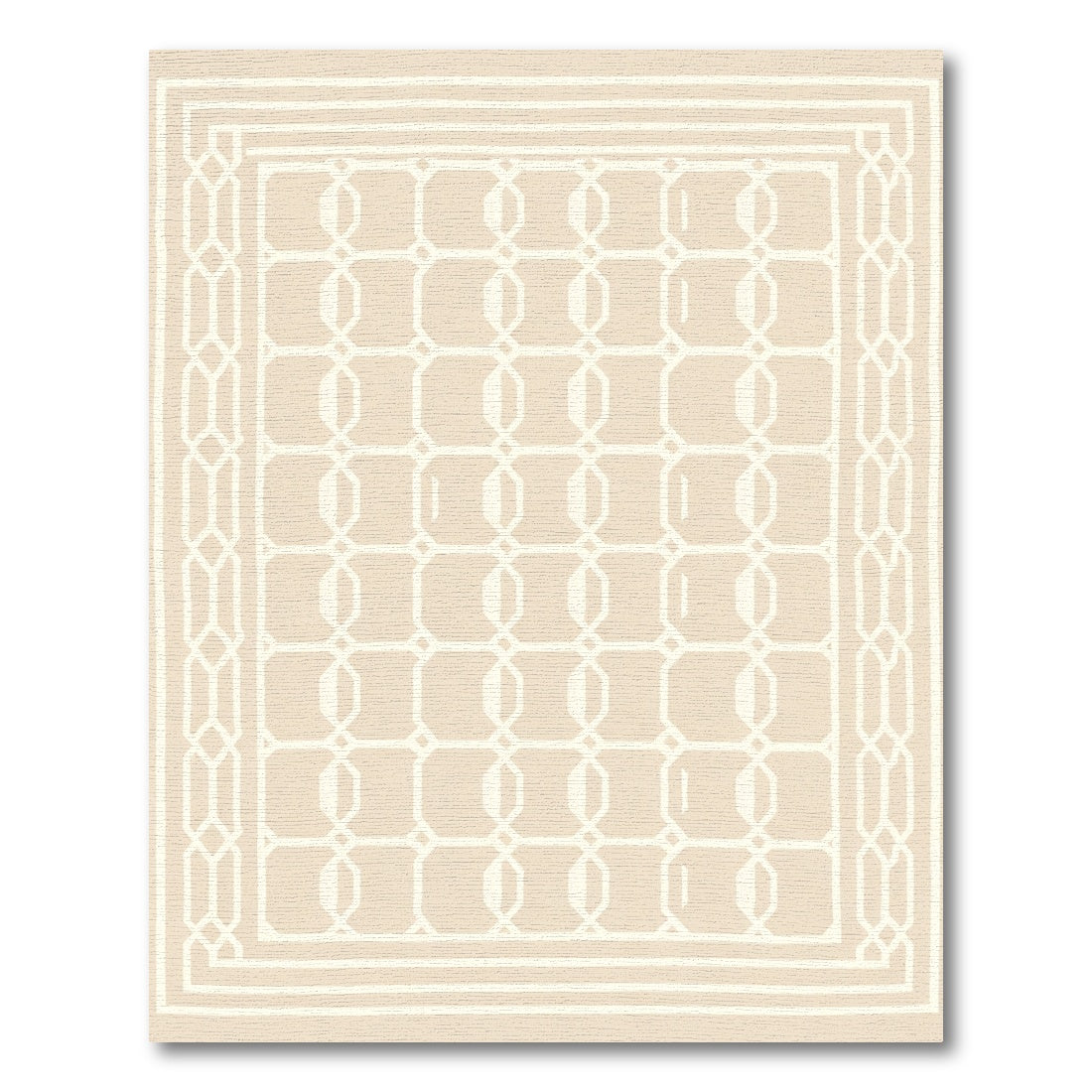 Neutral Beige Lattice Geometric Rug