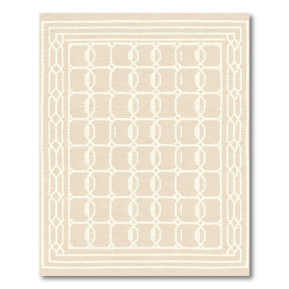 Neutral Beige Lattice Geometric Rug