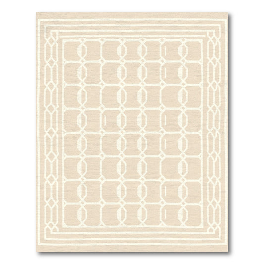 Neutral Beige Lattice Geometric Rug