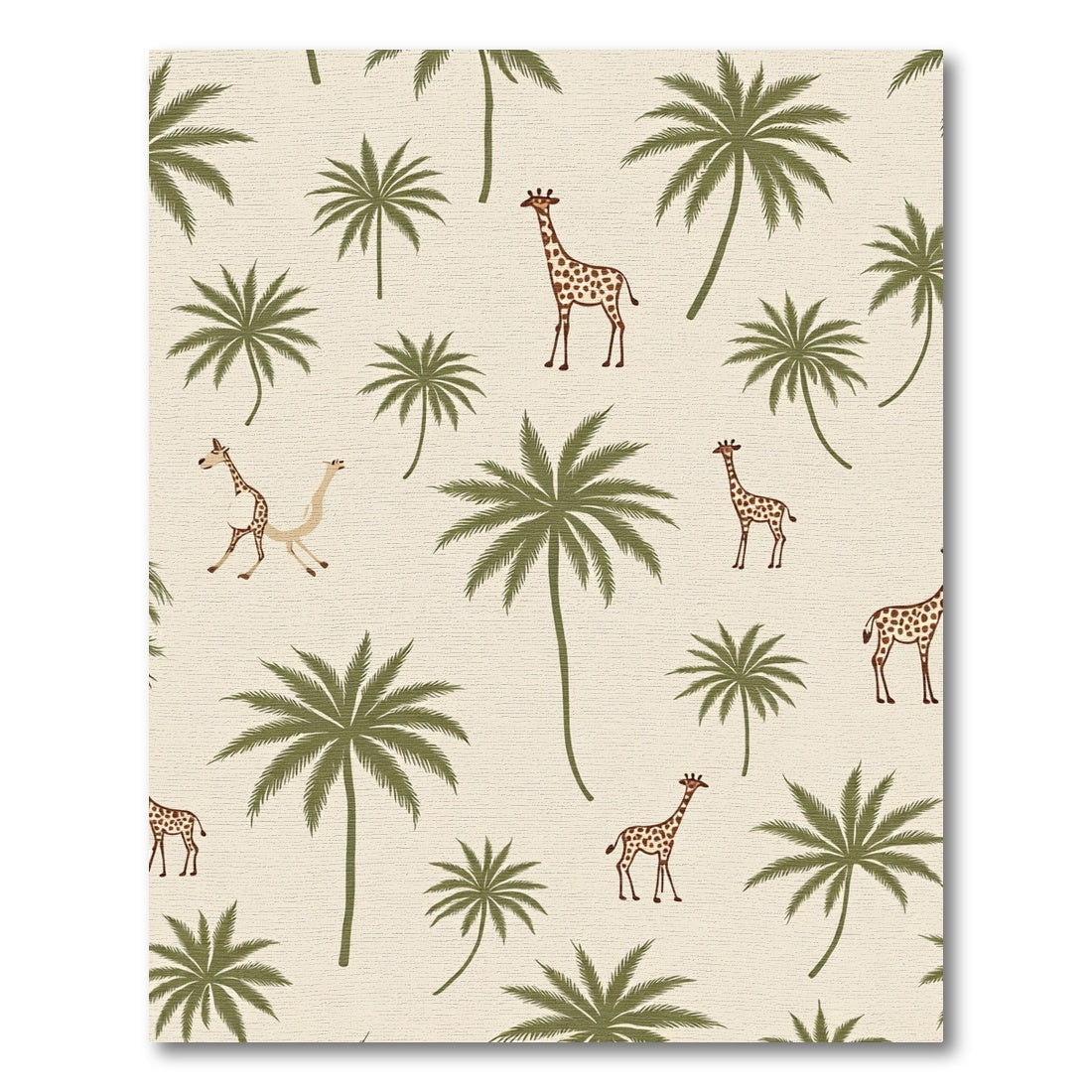 Savanna Giraffe Palm Tree Scene Rug