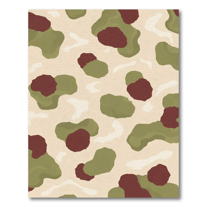 Olive Green Camouflage Blob Rug