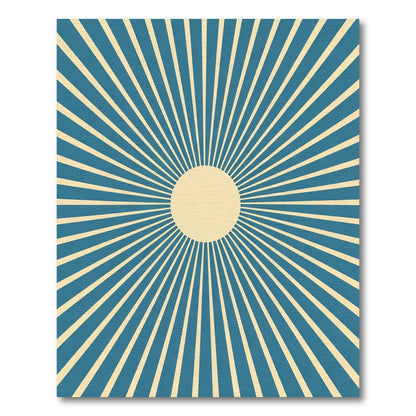 Blue Cream Sunburst Radial Rug