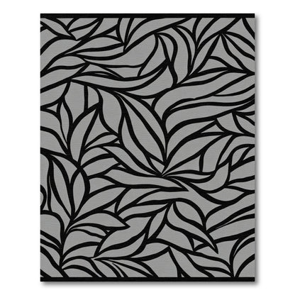Abstract Black Swirl Gray Rug