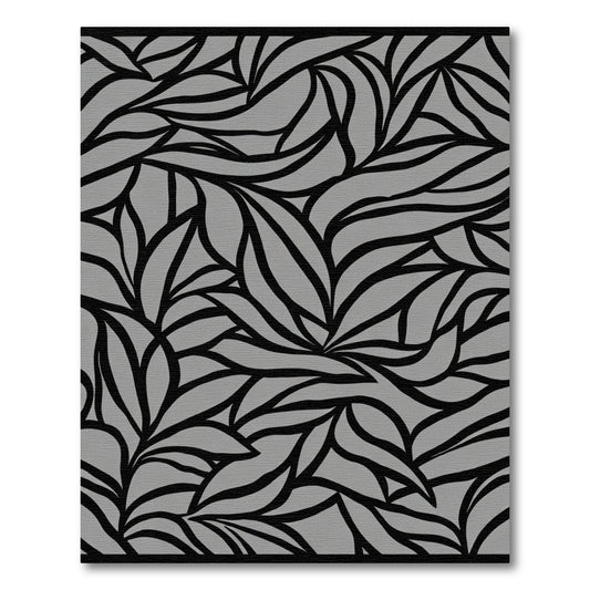Abstract Black Swirl Gray Rug