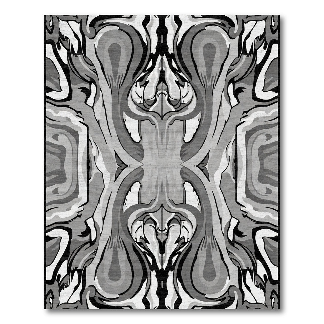 Symmetrical Gray Psychedelic Swirl Rug