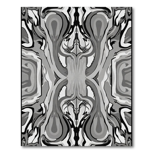 Symmetrical Gray Psychedelic Swirl Rug