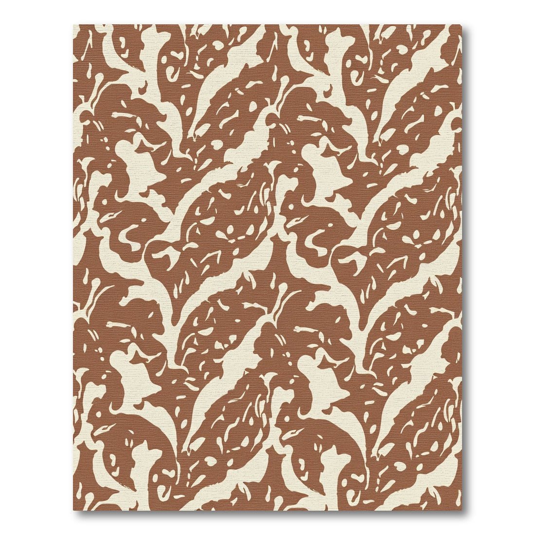 Terracotta Cream Organic Leaf Swirl Rug