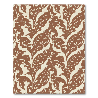 Terracotta Cream Organic Leaf Swirl Rug