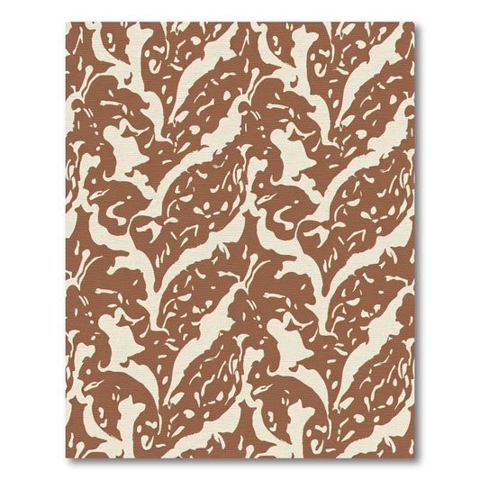 Terracotta Cream Organic Leaf Swirl Rug
