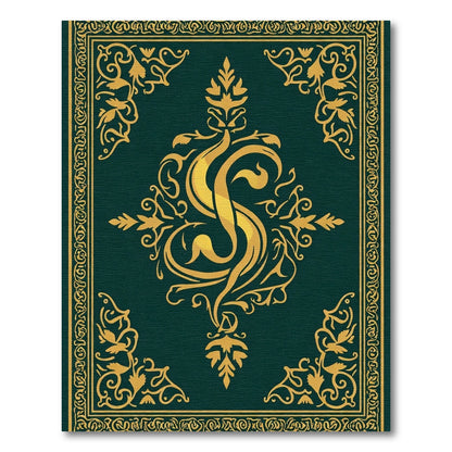 Deep Emerald Gold Flourish Emblem Rug