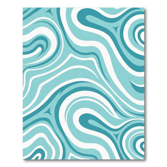 Teal and White Swirl Wave Rug