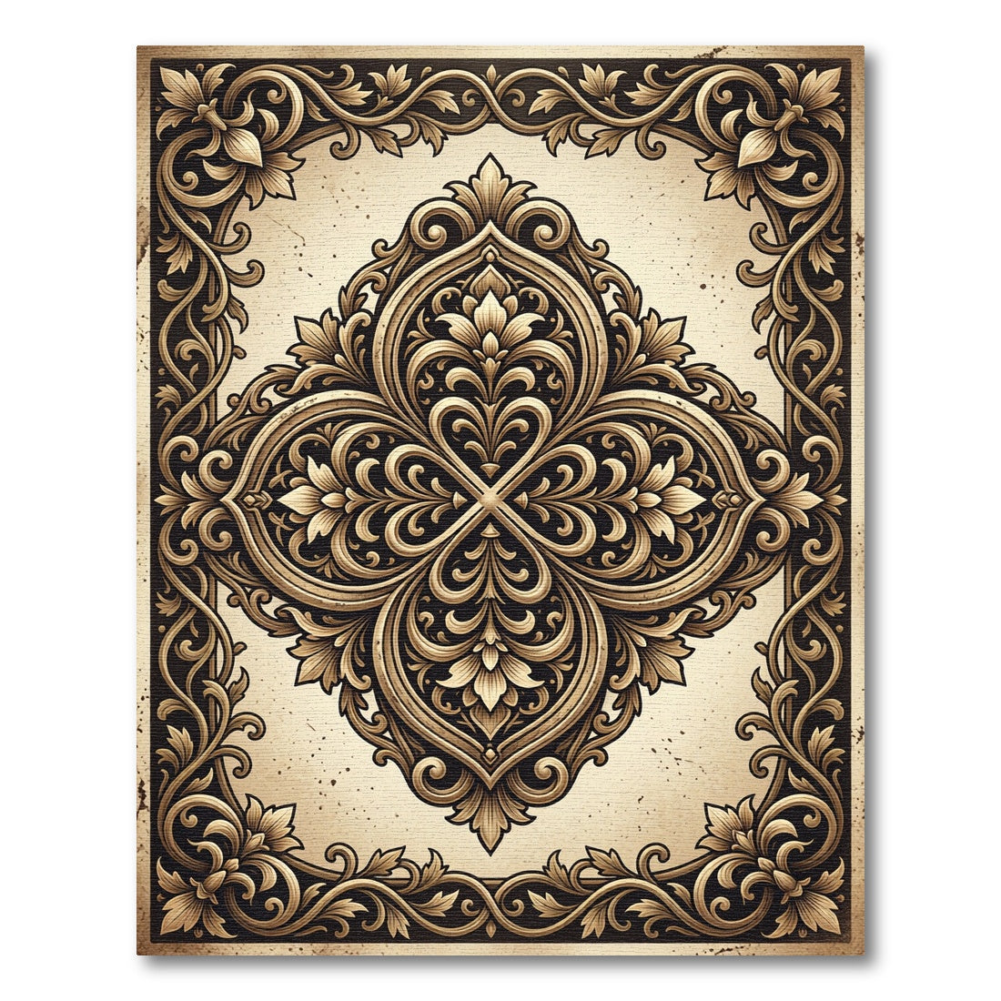 Luxe Gold Elaborate Floral Lace Rug