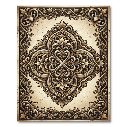 Luxe Gold Elaborate Floral Lace Rug