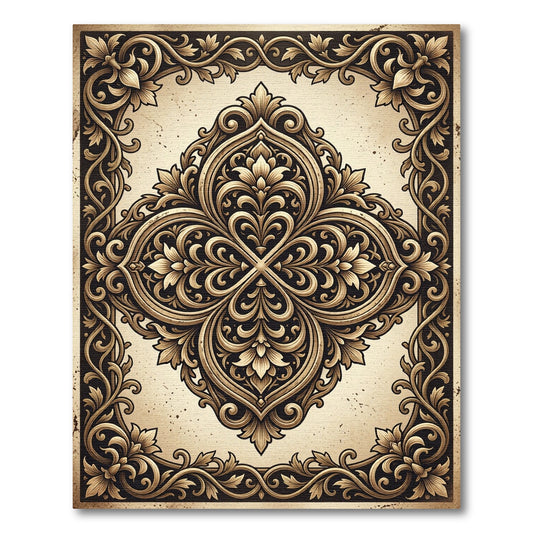 Luxe Gold Elaborate Floral Lace Rug
