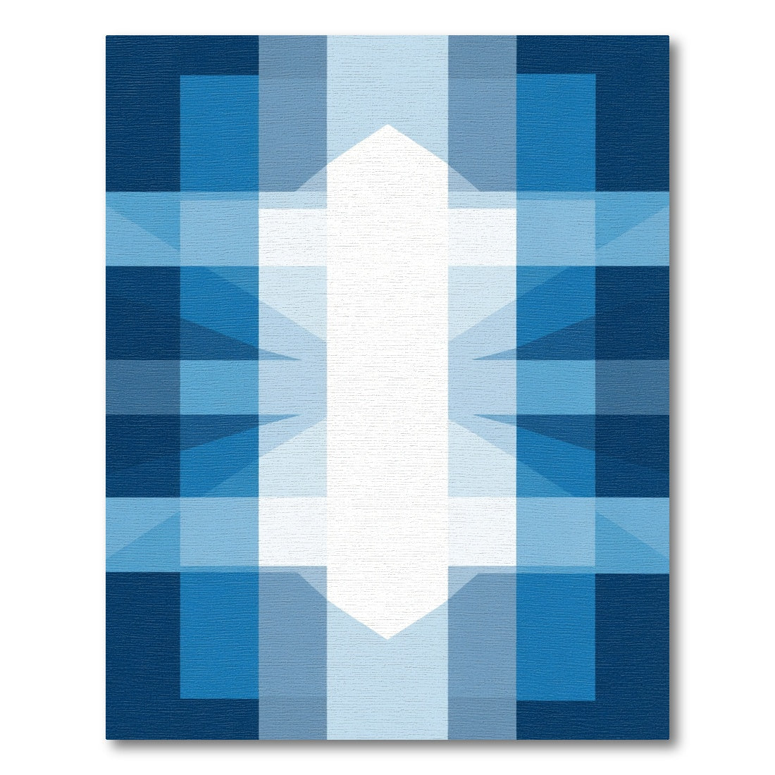Deep Blue Plaid Geometric Block Rug