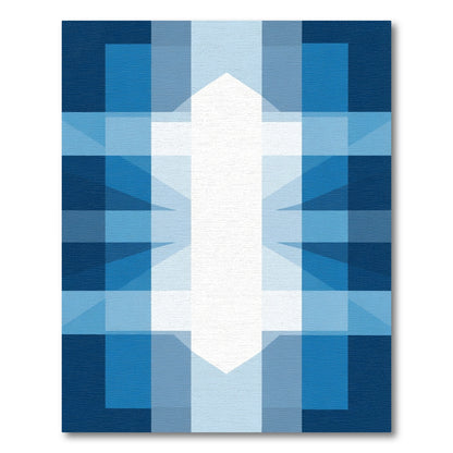 Deep Blue Plaid Geometric Block Rug