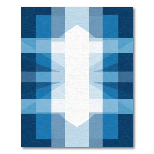 Deep Blue Plaid Geometric Block Rug