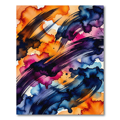 Vibrant Multicolored Abstract Watercolor Swirl Rug
