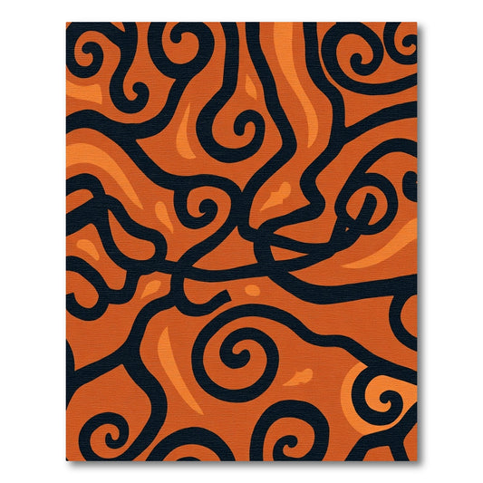Vibrant Orange Swirl Organic Rug