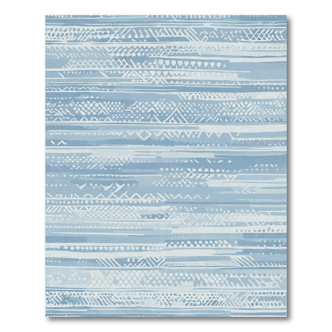 Soft Blue Textured Horizontal Stripes Rug