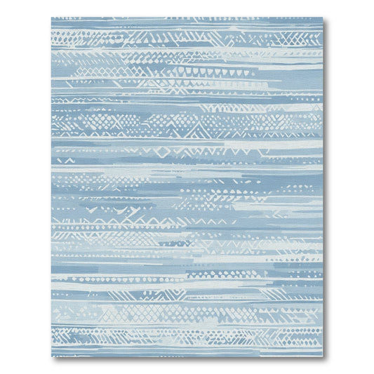 Soft Blue Textured Horizontal Stripes Rug