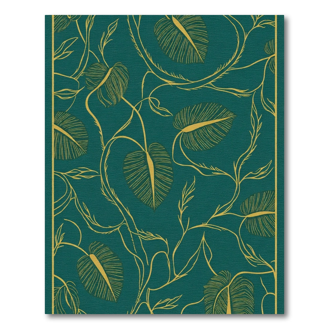 Teal And Gold Botanical Vine Rug