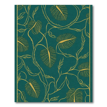 Teal And Gold Botanical Vine Rug