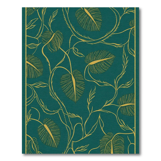 Teal And Gold Botanical Vine Rug